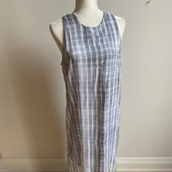 𝅺VINCE Camuto Dress BNWT Small Gray Chiffon Overlay - Picture 1 of 10